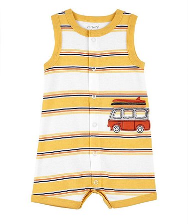 Romper Listrado Amarelo Kombi - 6m (3 a 6 meses) - Carter's