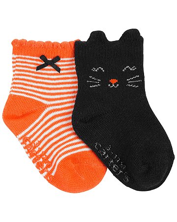 Kit 2 Meias Laranja/Preta - RN - Carter's