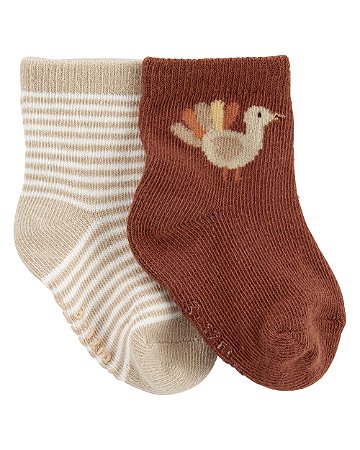 Kit 2 Meias Peru Marrom - 0 a 3 Meses - Carter's