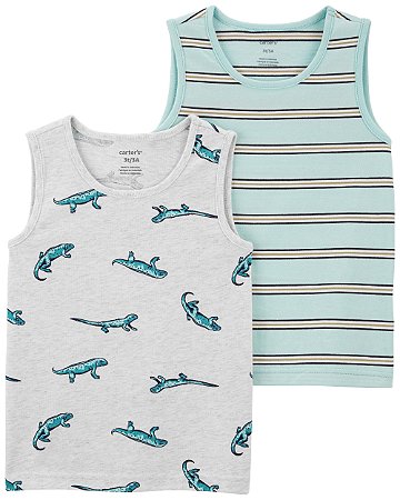 2 Camisetas Cavada Lagarto Azul Claro - 3T (3 a 4 anos) - Carter's