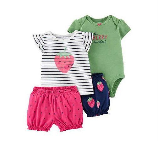 Conjunto 4 peças Morango - 24m (18 a 24 meses) - Carter's