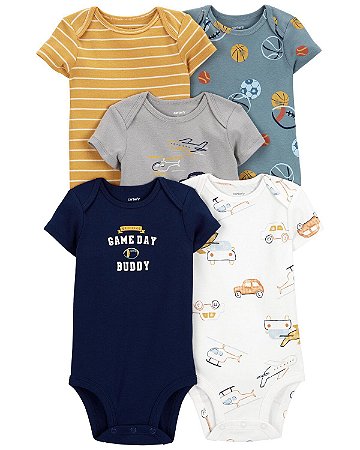 Kit Body 5 Peças Game Day - 12m (9 a 12 meses) - Carter's
