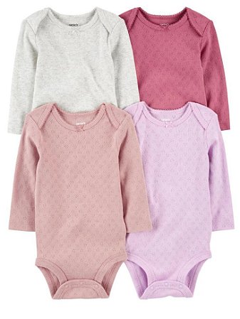 Kit Body 4 Peças Rosa Claro/Escuro - 3m (1 a 3 meses) - Carter's