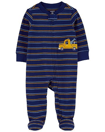Pijama com pezinho Azul Marinho Guincho - 3m (1 a 3 meses) - Carter's