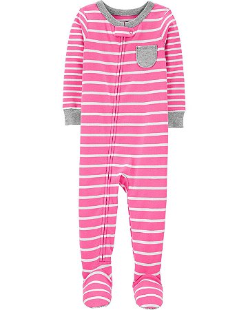 Pijama com pezinho Listrado Rosa - 2T (2 a 3 anos) - Carter's