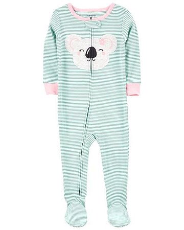 Pijama com pezinho Coala Rosa/Verde Listrado - 3T (3 a 4 anos) - Carter's