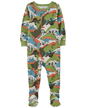 Pijama com pezinho Dino Verde/Laranja - 24m (18 a 24 meses) - Carter's