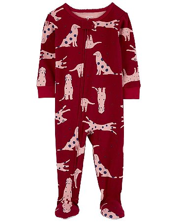 Pijama com pezinho Vinho Cachorros - 12m (9 a 12 meses) - Carter's
