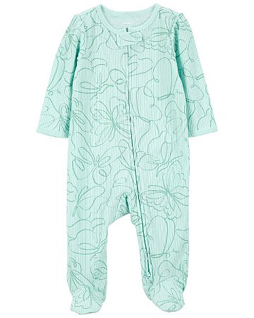 Pijama com pezinho Borboleta Verde - 3m (1 a 3 meses) - Carter's