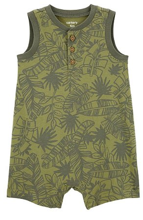 Romper Tropical Verde Musgo - 6m (3 a 6 meses) - Carter's