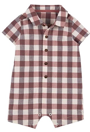 Romper Xadrez Vermelho - 3m (1 a 3 meses) - Carter's
