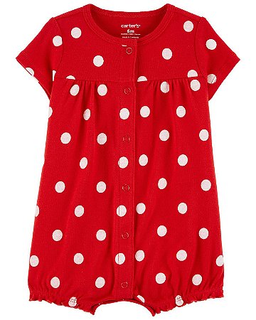 Romper Poa Vermelho - 3m (1 a 3 meses) - Carter's