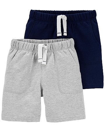 Kit 2 Bermudas Moletom Cinza/Azul - 18m (12 a 18 meses) - Carter's