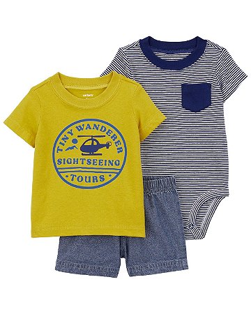 Conjunto 3 peças Amarelo Helicóptero - 24m (18 a 24 meses) - Carter's