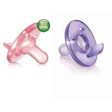 Chupeta Dupla Soothie Rosa/Roxa - 0 a 3 Meses - Philips Avent