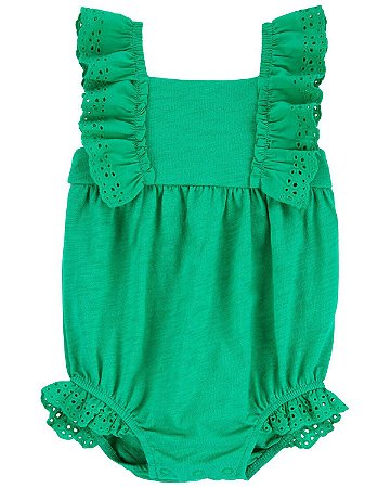 Body Babado Renda Verde - 6m (3 a 6 meses) - Carter's