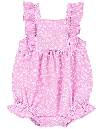 Body Babado Flores Rosa - 3m (1 a 3 meses) - Carter's