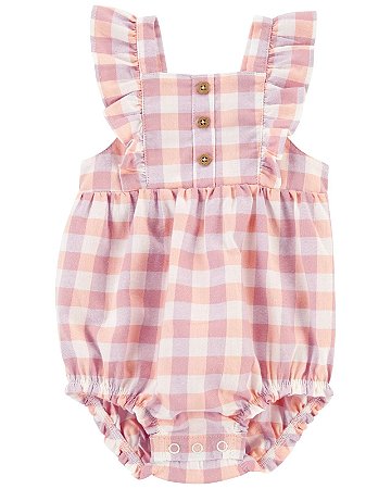 Body Quadriculado Coral/Roxo - 18m (12 a 18 meses) - Carter's
