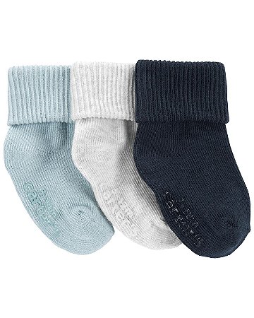 Kit 3 Meias Tons de Azul - 0 a 3 Meses - Carter's