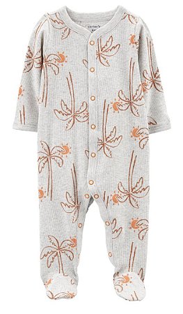 Pijama com pezinho Cinza Coqueiros - 3m (1 a 3 meses) - Carter's