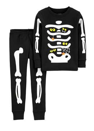 Pijama 2 peças Preto Esqueleto - 12m (9 a 12 meses) - Carter's