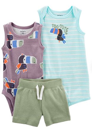 Conjunto 3 peças Regata Tucano Roxo/Azul - 24m (18 a 24 meses) - Carter's