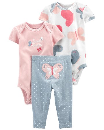 Conjunto 3 Peças Calça Borboleta - RN - Carter's