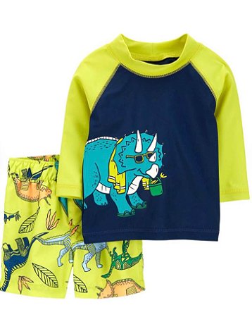 Conjunto UV Manga Longa Dino Verde - 3m (1 a 3 meses) - Carter's