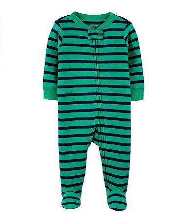 Pijama com pezinho listrado Verde - 24m (18 a 24 meses) - Carter's
