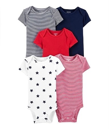 Kit Body 5 peças Estrela Azul/Vermelho - 12m (9 a 12 meses) - Carter's