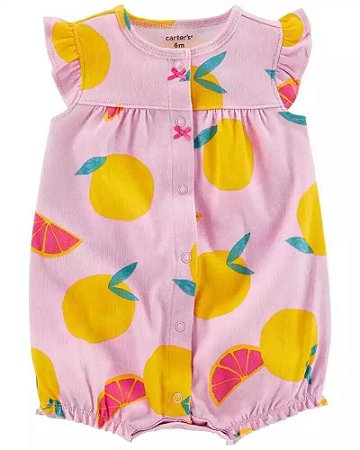 Romper Rosa Fruta Laranja - 6m (3 a 6 meses) - Carter's