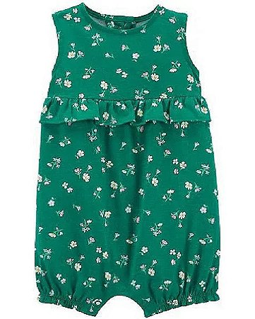 Romper Verde Florzinha Babado - 9m (6 a 9 meses) - Carter's