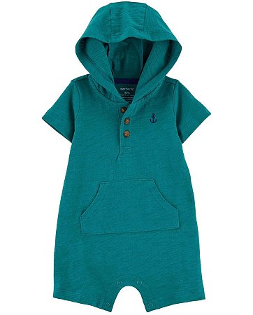 Romper Ancora Verde com Capuz - 6m (3 a 6 meses) - Carter's