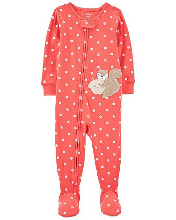 Pijama com pezinho Esquilo Coral - 12m (9 a 12 meses) - Carter's
