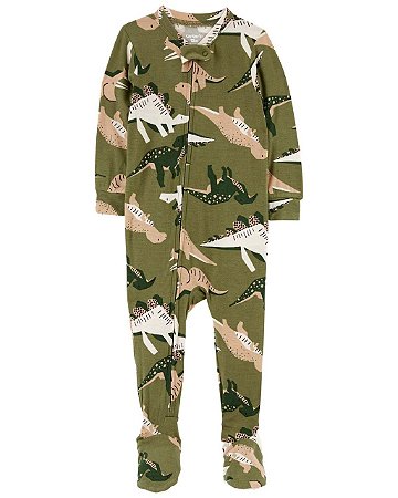 Pijama com pezinho Dino Verde/Bege - 24m (18 a 24 meses) - Carter's