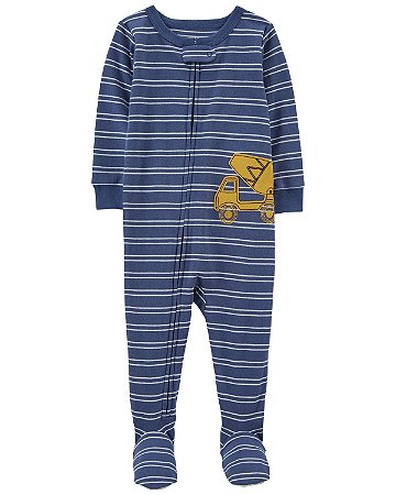 Pijama com pezinho Azul Truck Amarelo - 2T (2 a 3 anos) - Carter's