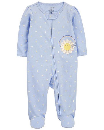 Pijama com pezinho Azul Margarida Branca - RN - Carter's