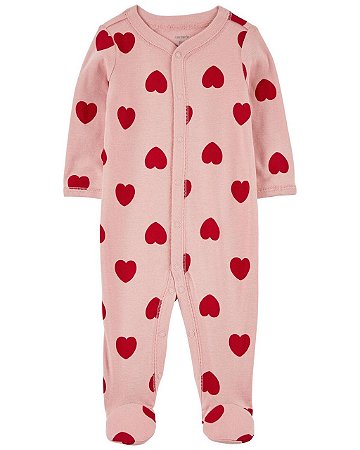 Pijama com pezinho Rosa Coração Vermelho - RN - Carter's