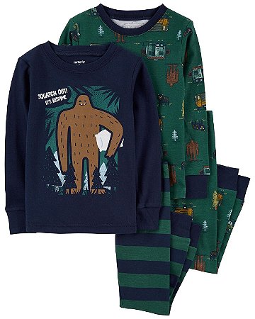 Kit Pijama 4 peças Squatch Out - 24m (18 a 24 meses) - Carter's