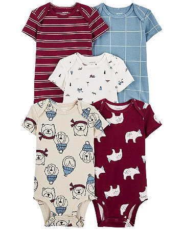 Kit Body 5 Peças Vinho Urso - 6m (3 a 6 meses) - Carter's