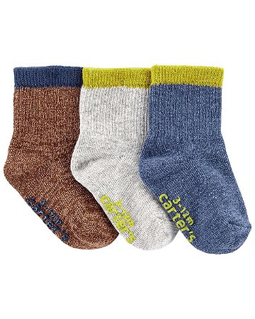 Kit 3 Meias Marrom/Cinza/Azul - 0 a 3 Meses - Carter's