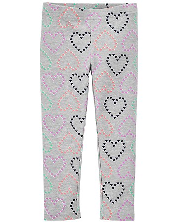 Calça Legging Cinza Coração - 3T (3 a 4 anos) - Carter's