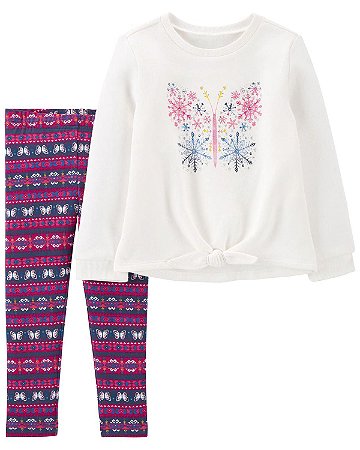 Conjunto 2 peças Blusa Branca Borboleta - 18m (12 a 18 meses) - Carter's