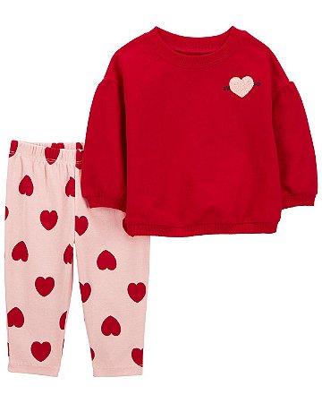 Conjunto 2 peças Blusa Vermelha Coraçãozinho - RN - Carter's