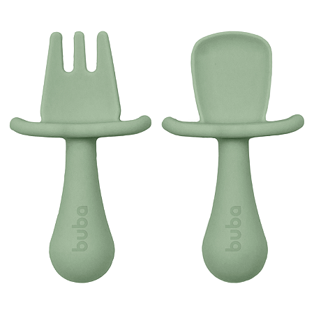 Kit Talheres Silicone Baby Verde - Buba