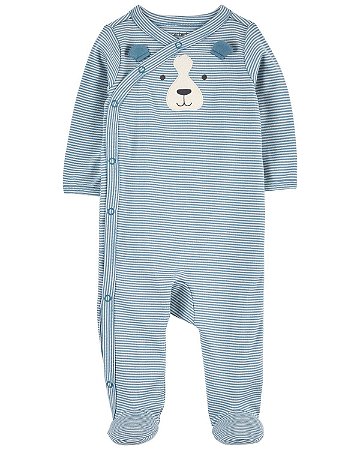 Pijama com pezinho Transpassado Azul Urso - 9m (6 a 9 meses) - Carter's