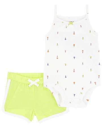 Conjunto 2 peças Sorvete Neon Amarelo - 12m (9 a 12 meses) - Carter's