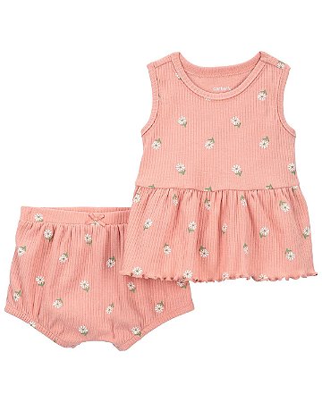 Conjunto 2 peças Floral Rosa Termal - 12m (9 a 12 meses) - Carter's