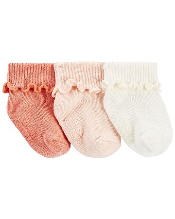 Kit 3 Meias Rosinhas e Branca - 12 a 24 meses - Carter's