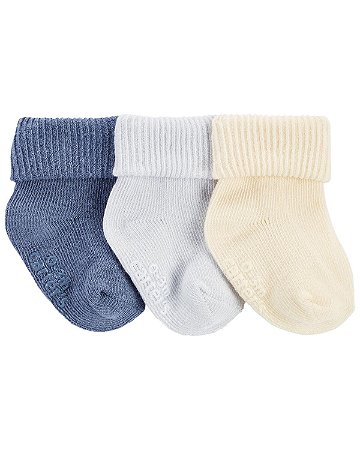 Kit 3 Meias Azulzinhas e Branca - 3 a 12 meses - Carter's